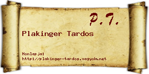 Plakinger Tardos névjegykártya